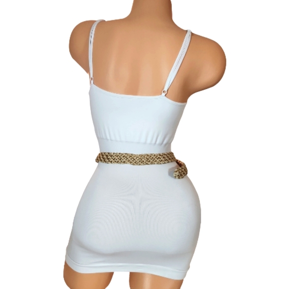 BELT M/L GOLD & LINEN WIDE BRAIDED PREPPY BELT - Picture 4 of 4